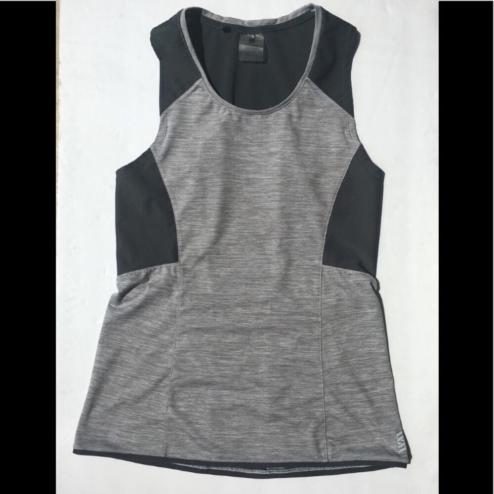 Second Skin Tank Top Gray Colorblock Racerback Mesh Small - Picture 2 of 8